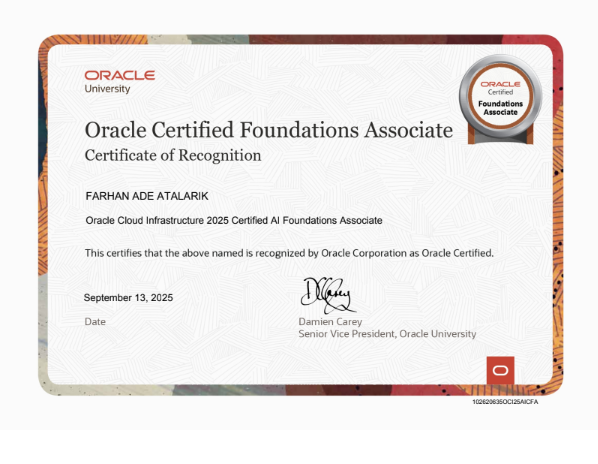 Oracle Cloud Infrastructure 2025 Certified AI Foundations Associate